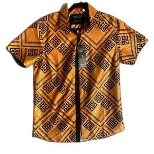 *NWT* American Breed Gold & Black Button-Up Shirt - Sz S (Slim Fit)